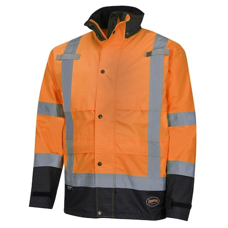 Pioneer Ripstop Jacket, Orange, Large, 300 Denier PU-Coated Ripstop Polyester, Black, Hi-Vis Orange, L V1200251U-L